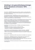 Inleiding in de gezondheidspsychologie Exam Questions & Answers 100&percnt; Verified&excl;