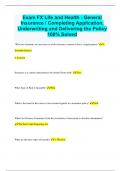Exam FX Life and Health - General Insurance &sol; Completing Application&comma; Underwriting and Delivering the Policy 100&percnt; Solved