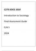 &lpar;WGU C273&rpar;SOCG 1010 Introduction to Sociology Final Assessment Guide Q & S 2024