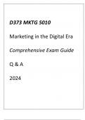 &lpar;WGU D373&rpar; MKTG 5010 Marketing in the Digital Era Comprehensive Exam Guide Q & A 2024&period;