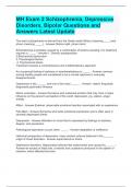 MH Exam 2 Schizophrenia&comma; Depressive Disorders&comma; Bipolar Questions and Answers Latest Update