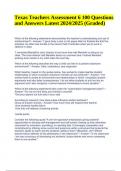 Texas Teachers Assessment 4 Questions with 100&percnt; CORRECT Answers LATEST & Texas Teachers Assessment 6 100 Questions and Answers Latest 2024&sol;2025 &lpar;Graded&rpar;