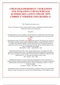CHEM 104 EXPERIMENT 3 TITRATIONS AND TITRATION CURVES PORTAGE SUMMER 2023 LATEST UPDATE 199&percnt; CORRECT VERIFIED AND GRADED A&plus;