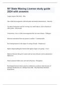 NY State Waxing License study guide 2024 with answers