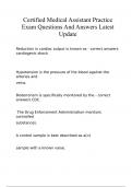 Certified Medical Assistant Practice Exam Questions And Answers Latest Update