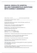 RHB102&colon; RESOLUTE HOSPITAL BILLING FUNDAMENTALS QUESTIONS WITH CORRECT ANSWERS&excl;&excl;