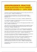 JURISPRUDENCE PRACTICE EXAM QUESTIONS WITH CORRECT ANSWERS GRADED A&plus; 100&percnt; 2024