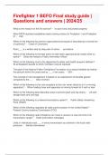 Firefighter 1 BEFO Final study guide &vert; Questions and answers &vert; 2024&sol;25