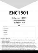 ENC1501 Assignment 3 &lpar;ANSWERS&rpar; 2024 - DISTINCTION GUARANTEED