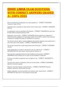 OHIO LNHA EXAM QUESTIONS WITH CORRECT ANSWERS GRADED A&plus; 100&percnt; 2024