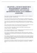 CHAPTER 1&colon; HUMAN RESOURCE MANAGEMENT&colon; GAINING A COMPETITIVE ADVANTAGE QUESTIONS WITH 100&percnt; CORRECT ANSWERS&period;