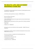 PA HEALTH&comma; LIFE&comma; AND ACCIDENT INSURANCE EXAM 2024