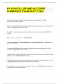 PA HEALTH&comma; LIFE AND ACCIDENT INSURANCE EXAM PART 2 2024