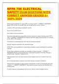 NFPA 70E ELECTRICAL SAFETY EXAM QUESTIONS WITH CORRECT ANSWERS GRADED A&plus; 100&percnt; 2024