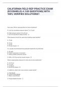 CALIFORNIA FIELD REP PRACTICE EXAM &lpar;ECOSHIELD&rpar; 4 &vert;128 QUESTIONS&vert; WITH 100&percnt; VERIFIED SOLUTIONS&excl;&excl;