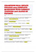 CHAMPIONS REAL ESTATE FINANCE 2024 COMPLETE QUESTIONS WITH CORRECT ANSWERS 100&percnt; RATED BY EXPERTS