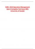 FARE 3310 Operation Management  Quiz 2 Complete Test Score 96&percnt;  University of Guelph