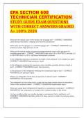 EPA SECTION 608 TECHNICIAN CERTIFICATION STUDY GUIDE EXAM QUESTIONS WITH CORRECT ANSWERS GRADED A&plus; 100&percnt; 2024