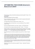 OPTOMETRIC TECH EXAM &lpar;America's Best&rpar; Q & A 2024&excl;&excl;