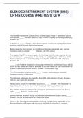 BLENDED RETIREMENT SYSTEM &lpar;BRS&rpar; OPT-IN COURSE &lpar;PRE-TEST&rpar; Q &sol; A