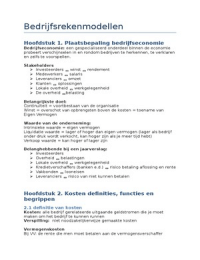 Samenvatting bedrijfsrekenmodellen TBK Utrecht
