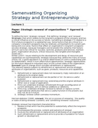 Samenvatting papers Organizing strategy and Entrepreneurship