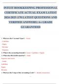 INTUIT BOOKKEEPING PROFESSIONAL CERTIFICATE ACTUAL EXAM LATEST 2024-2025 &lpar;170 LATEST QUESTIONS AND VERIFIED ANSWERS&rpar; A&plus; GRADE GUARANTEED&period;