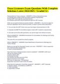 Texas Licensure Exam Questions With Complete Solutions Latest 2024&sol;2025 Graded A&plus;&period;