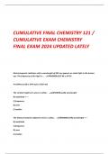 CUMULATIVE FINAL CHEMISTRY 121 &sol; CUMULATIVE EXAM CHEMISTRY  FINAL EXAM 2024 UPDATED LATELY