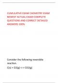 CUMULATIVE EXAM CHEMISTRY EXAM  NEWEST ACTUAL EXAM COMPLETE  QUESTIONS AND CORRECT DETAILED  ANSWERS 100&percnt;