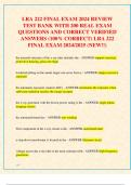 LRA 222 FINAL EXAM 2024 REVIEW  TEST BANK WITH 200 REAL EXAM  QUESTIONS AND CORRECT VERIFIED  ANSWERS &lpar;100&percnt; CORRECT&rpar; LRA 222  FINAL EXAM 2024&sol;2025 &lpar;NEW&excl;&excl;&rpar;