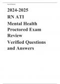 ATI RN  Mental Health Proctored Exam Review  Verified Questions and Answers