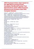 ABO Practical broken down based on the ABO-NCLE practical Exam Candidate HandbookPractical Test Specifications sheet &lpar;ABO Practical&rpar; Questions and Answers 2024 With Complete Solution