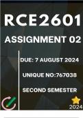 RCE2601 Assignment 2 &lpar;OPTION 1 & 2 COMPLETE ANSWERS&rpar; 2024 &lpar;767038&rpar; - DUE 7 August 2024