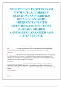 NC BLET CIVILPROCESS EXAM  WITH ACTUAL CORRECT  QUESTIONS AND VERIFIED  DETAILED ANSWERS  &vert;FREQUENTLY TESTED  QUESTIONS AND SOLUTIONS  &vert;ALREADY GRADED  A&plus;&vert;NEWEST&vert;GUARANTEED PASS  &vert;LATEST UPDATE