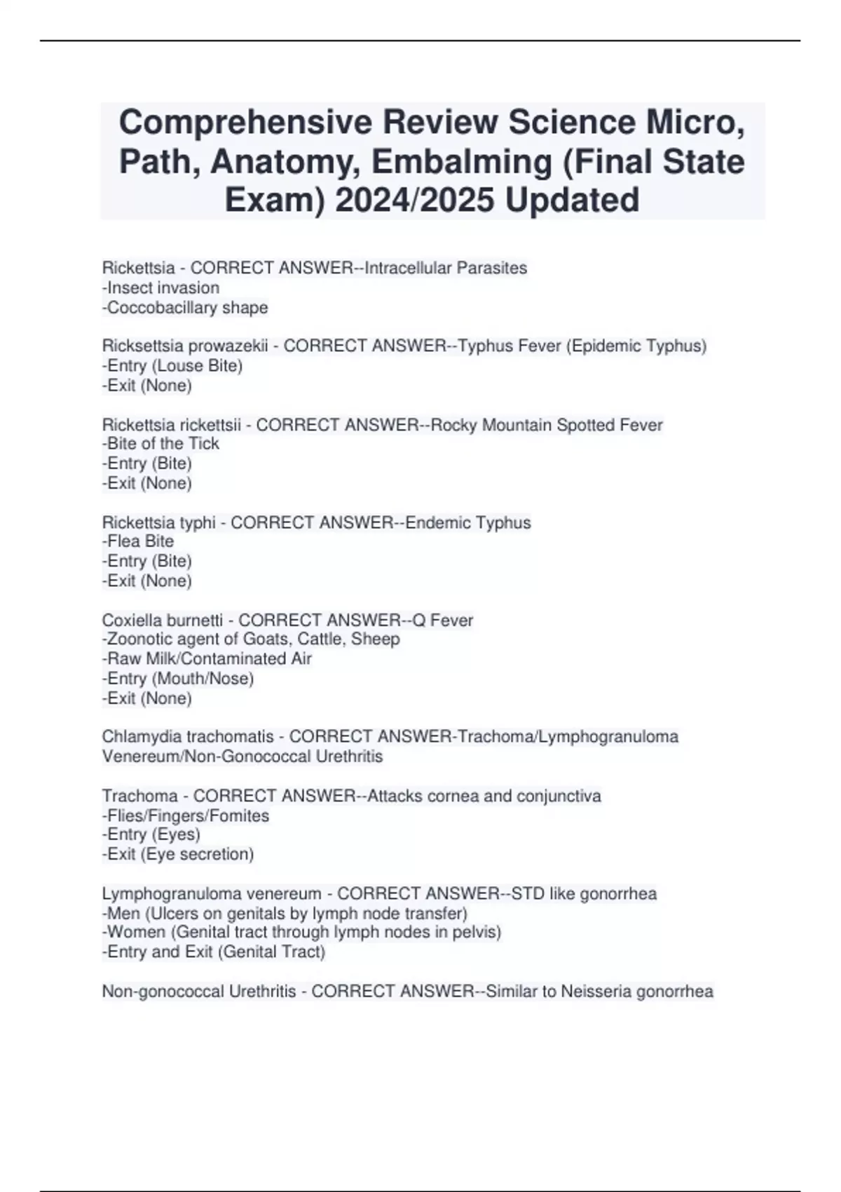 Mico Path Comprehensive Review Science Micro, Path, Anatomy, Embalming (Final ...