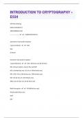Introduction to Cryptography - D334&vert;250 Questions With Well And Correct Answers&vert; Verified&vert;31 Pages