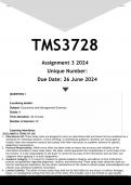 TMS3728 Assignment 3 &lpar;ANSWERS&rpar; 2024 - DISTINCTION GUARANTEED