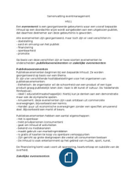 Samenvatting Eventmanagement &lpar;Minor HM&rpar;