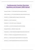 Cardiovascular Function Overview Questions and Answers 100&percnt; Solved 