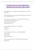 Cardiovascular Function AlterationsQuestions and Answers 100&percnt; Solved 
