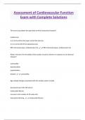 Assessment of Cardiovascular Function Exam with Complete Solutions