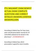 PTU WALMART EXAM NEWEST  ACTUAL EXAM COMPLETE  QUESTIONS AND CORRECT  DETAILED ANSWERS &lpar;VERIFIED  ANSWERS&rpar;100&percnt;