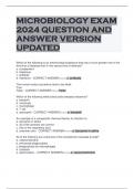MICROBIOLOGY EXAM 2024 QUESTION AND ANSWER VERSION UPDATED