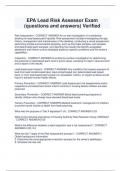 EPA Lead Risk Assessor Exam &lpar;questions and answers&rpar; Verified