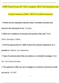 USPS Postal Exam 421 SSA Academy Expected 2024 Test Questions and Answers &lpar;2024 &sol; 2025&rpar; &lpar;Verified Answers&rpar;