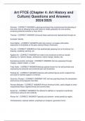 Art FTCE &lpar;Chapter 4&colon; Art History and  Culture&rpar; Questions and Answers 2024&sol;2025