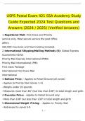 USPS Postal Exam 421 SSA Academy Study Guide Expected 2024 Test Questions and Answers &lpar;2024 &sol; 2025&rpar; &lpar;Verified Answers&rpar;