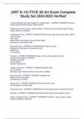 &lpar;ART K-12&rpar; FTCE 3D Art Exam Complete  Study Set 2024&sol;2025 Verified