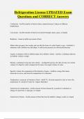 Refrigeration License UPDATED Exam Questions and CORRECT Answers